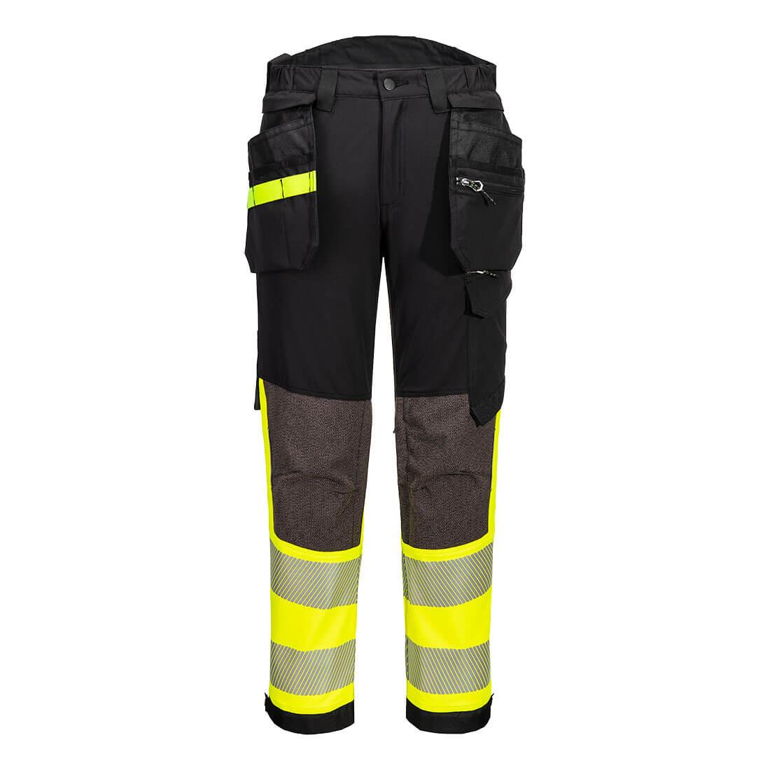 Yellow-Black - Front - Portwest Mens EV4 Stretch Hi-Vis Detachable Holster Pocket Tall Trousers