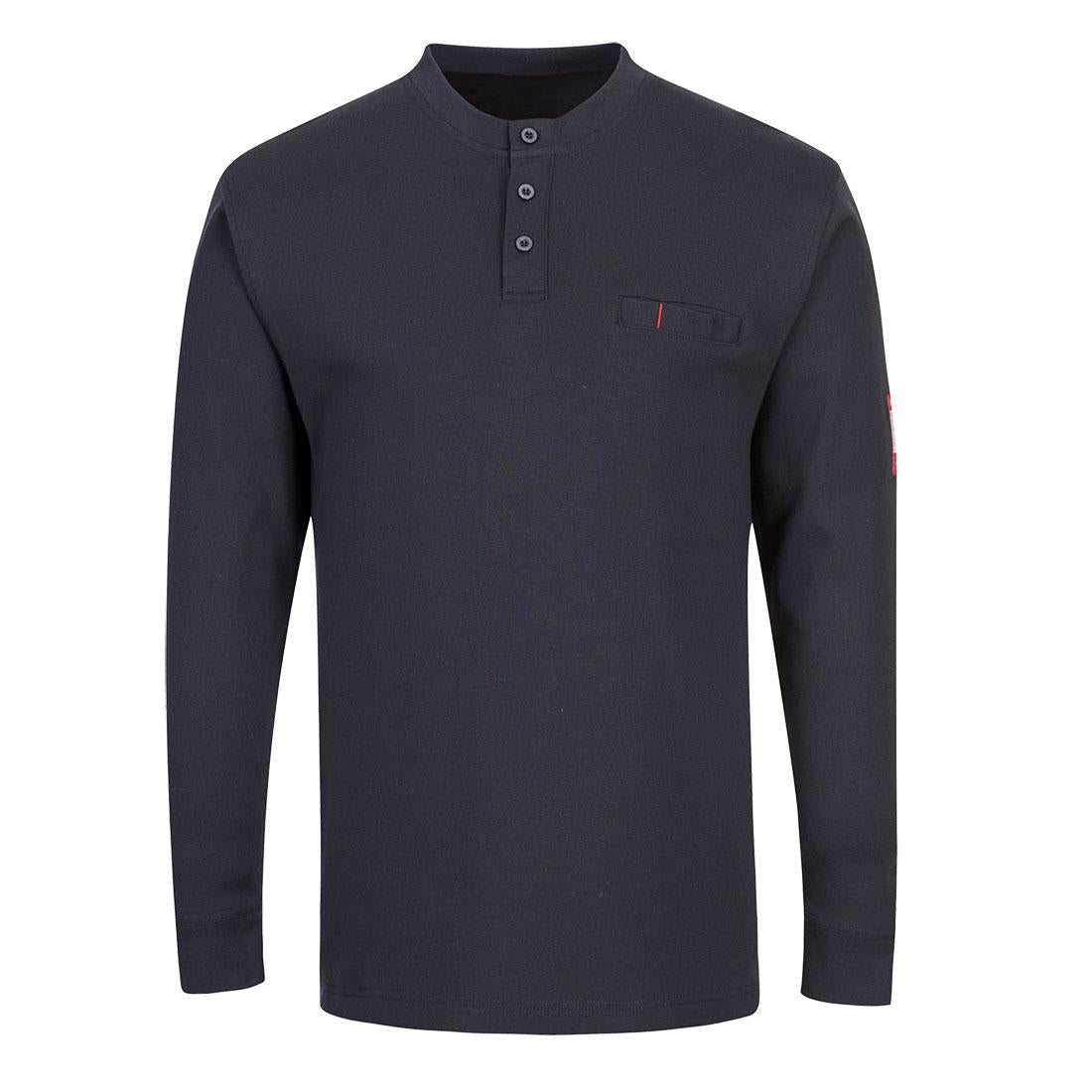 Navy - Front - Portwest Mens Flame Resistant Henley T-Shirt