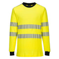 Yellow-Black - Front - Portwest Mens PW3 Flame Resistant Hi-Vis Long-Sleeved T-Shirt