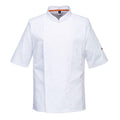 White - Front - Portwest Mens Pro Stretch Short-Sleeved Chef Jacket