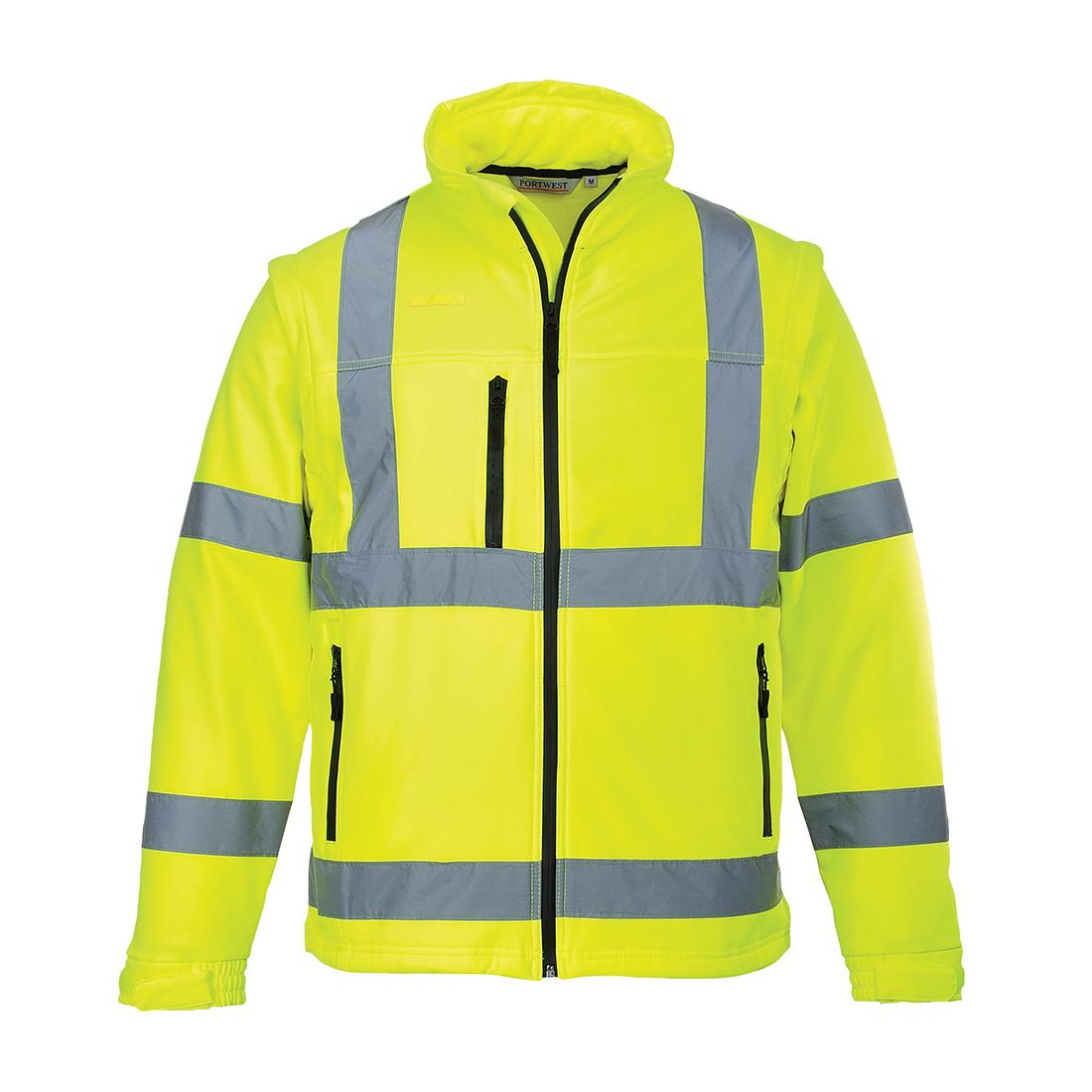 Yellow - Front - Portwest Mens 2 In 1 High-Vis Soft Shell Jacket