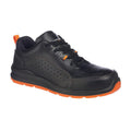 Black-Orange - Front - Portwest Mens Perforated Leather Compositelite Safety Trainers