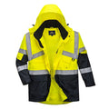 Yellow-Navy - Front - Portwest Mens Contrast Hi-Vis Waterproof Jacket
