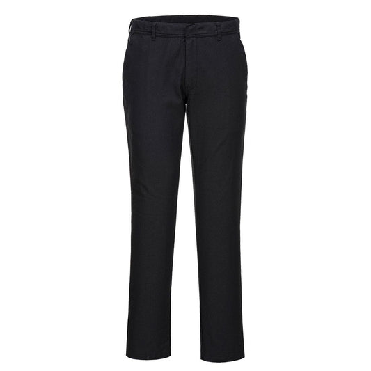 Black - Front - Portwest Mens Chino Stretch Slim Trousers