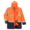 Orange-Navy - Front - Portwest Mens Essential 5 In 1 Hi-Vis Safety Jacket
