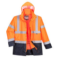 Orange-Navy - Front - Portwest Mens Executive 5 In 1 Hi-Vis Safety Jacket