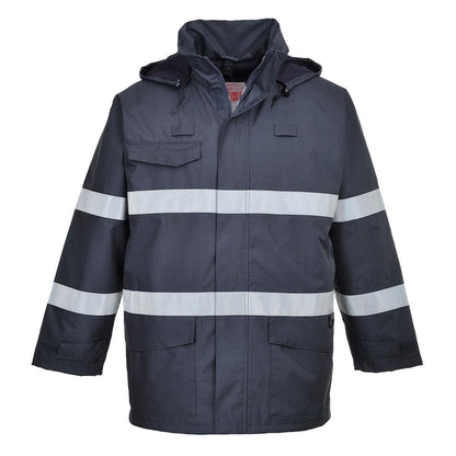 Navy - Front - Portwest Mens Bizflame Rain Jacket