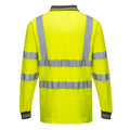 Yellow - Back - Portwest Mens S271 Hi-Vis Long-Sleeved Polo Shirt