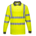 Yellow - Front - Portwest Mens S271 Hi-Vis Long-Sleeved Polo Shirt