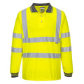 Yellow - Front - Portwest Mens S277 Hi-Vis Long-Sleeved Polo Shirt