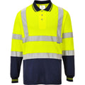 Yellow-Navy - Front - Portwest Mens S279 Contrast Hi-Vis Long-Sleeved Polo Shirt