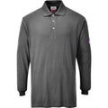 Grey - Front - Portwest Mens Flame Resistant Anti-Static Long-Sleeved Polo Shirt