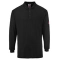 Black - Front - Portwest Mens Flame Resistant Anti-Static Long-Sleeved Polo Shirt