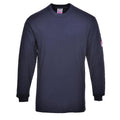 Navy - Front - Portwest Mens Flame Resistant Anti-Static Long-Sleeved T-Shirt