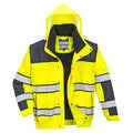 Yellow-Navy - Front - Portwest Mens Classic 3 In 1 Hi-Vis Winter Bomber Jacket