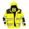 Yellow-Black - Front - Portwest Mens Classic 3 In 1 Hi-Vis Winter Bomber Jacket