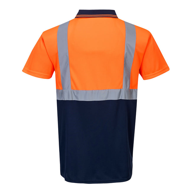 Orange-Navy - Back - Portwest Mens Contrast Hi-Vis Polo Shirt