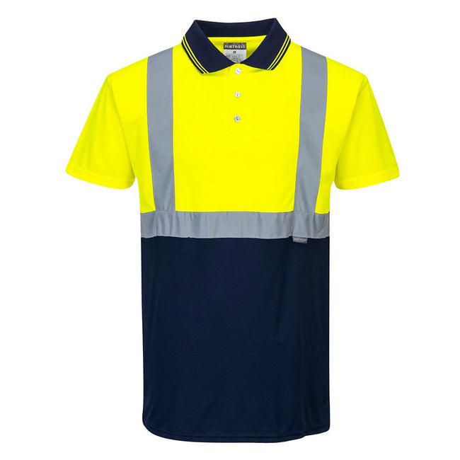 Yellow-Navy - Front - Portwest Mens Contrast Hi-Vis Polo Shirt