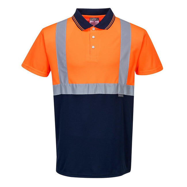 Orange-Navy - Front - Portwest Mens Contrast Hi-Vis Polo Shirt