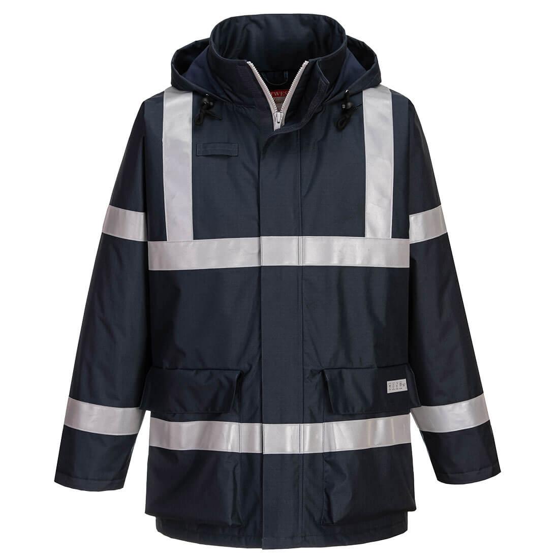 Navy - Front - Portwest Mens Bizflame Rain Anti-Static Jacket