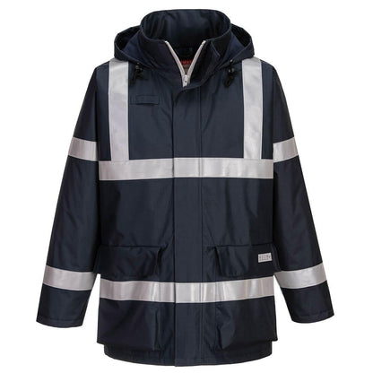 Navy - Front - Portwest Mens Bizflame Rain Anti-Static Jacket