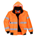 Orange - Front - Portwest Mens 3 In 1 Hi-Vis Safety Bomber Jacket
