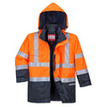 Orange-Navy - Front - Portwest Mens Bizflame Rain Hi-Vis Safety Jacket