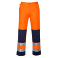 Orange-Navy - Front - Portwest Mens Seville Contrast Hi-Vis Safety Work Trousers