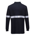 Navy - Back - Portwest Mens Reflective Tape Flame Resistant Polo Shirt