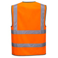 Orange - Back - Portwest Mens Band & Brace Zip Front Safety Hi-Vis Vest