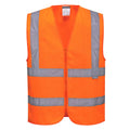 Orange - Front - Portwest Mens Band & Brace Zip Front Safety Hi-Vis Vest