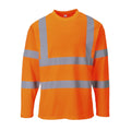 Orange - Front - Portwest Mens Hi-Vis Comfort Long-Sleeved Safety T-Shirt