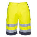 Yellow-Navy - Front - Portwest Mens Polycotton Hi-Vis Lightweight Shorts
