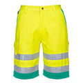 Yellow-Teal - Front - Portwest Mens Polycotton Hi-Vis Lightweight Shorts
