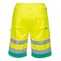 Yellow-Teal - Back - Portwest Mens Polycotton Hi-Vis Lightweight Shorts