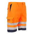 Orange-Navy - Front - Portwest Mens Polycotton Hi-Vis Lightweight Shorts