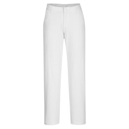 White - Front - Portwest Womens-Ladies Stretch Chino Slim Trousers