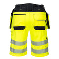 Yellow-Black - Back - Portwest Mens PW3 Hi-Vis Holster Pocket Shorts