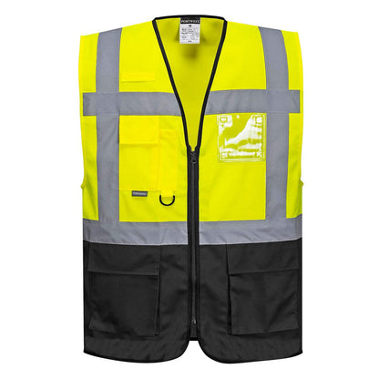 Yellow-Black - Front - Portwest Mens Warsaw Contrast Hi-Vis Vest