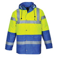 Yellow-Royal Blue - Front - Portwest Mens Contrast Hi-Vis Winter Traffic Jacket