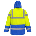 Yellow-Royal Blue - Back - Portwest Mens Contrast Hi-Vis Winter Traffic Jacket