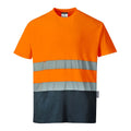 Orange-Navy - Front - Portwest Mens Contrast Hi-Vis Comfort Safety T-Shirt