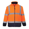 Orange-Navy - Front - Portwest Mens Contrast Fleece Hi-Vis Safety Coat