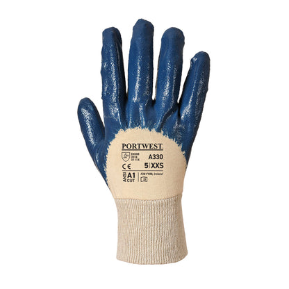 Navy - Back - Portwest Unisex Adult A330 Lightweight Nitrile Safety Gloves