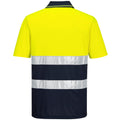 Yellow-Navy - Back - Portwest Mens Contrast Lightweight Hi-Vis Polo Shirt