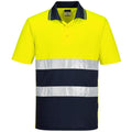 Yellow-Navy - Front - Portwest Mens Contrast Lightweight Hi-Vis Polo Shirt