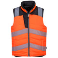 Orange-Black - Front - Portwest Mens PW3 Reversible Hi-Vis Safety Body Warmer