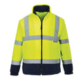 Yellow-Navy - Front - Portwest Mens Contrast Fleece Hi-Vis Coat