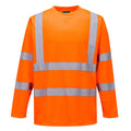 Orange - Front - Portwest Mens Hi-Vis Long-Sleeved Safety T-Shirt