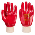 Red - Front - Portwest Unisex Adult A400 Knitted Cuff PVC Safety Gloves